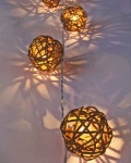 Natural Cane Rattan Ball Style - fairy lights
